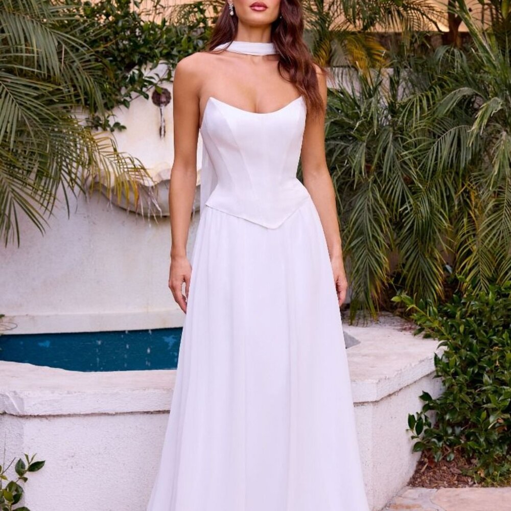 New long off white wedding dress,bridal gown.Destination church second wedding